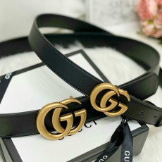 구찌 마몬트 GG 가죽 벨트 블랙/브라운 (국내배송)