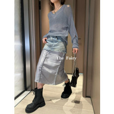 발렌시아가 립드 오프 데님 스커트