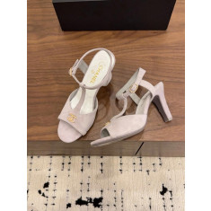 샤넬 26C T 스트랩 스웨이드 샌들 7.5cm 