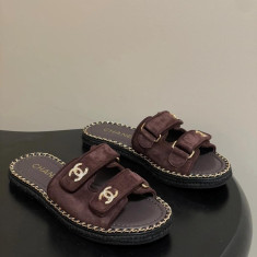 샤넬 26P 더블 스트랩 스웨이드 슬리퍼 1.5cm