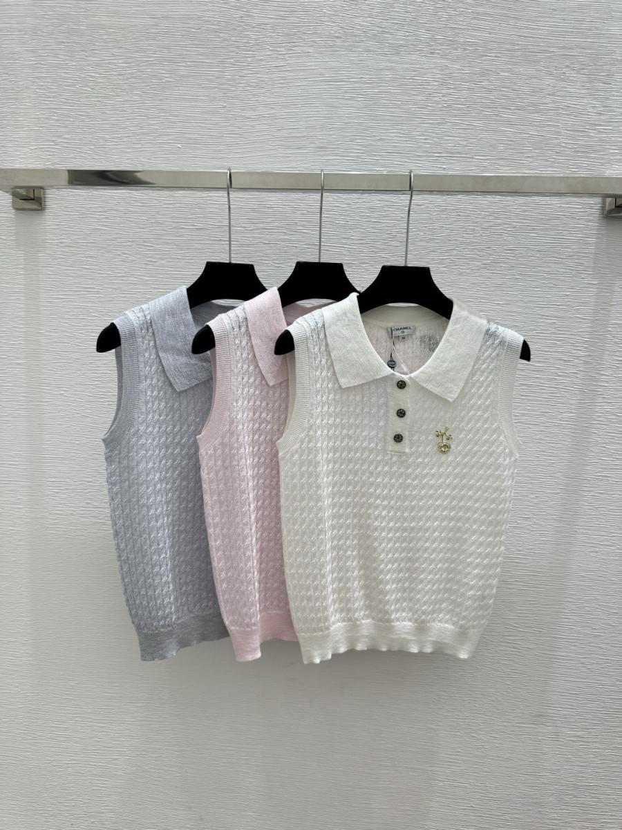 샤넬 카라 민소매 나시 (3컬러)