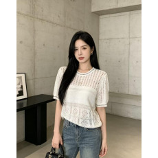 샤넬 넥스트치 반팔 니트