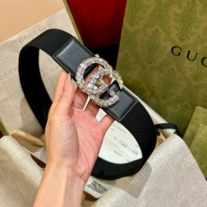 GUCCI 구찌 여성 GG 로고 크리스탈 벨트 4cm