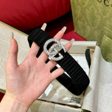 GUCCI 구찌 여성 GG 로고 크리스탈 셔링 벨트 3cm