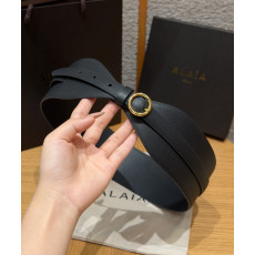 알라이아 더블 카프스킨 와이드 벨트 - 6.0