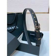 샤넬 골드버튼 체크 블랙가죽 3cm