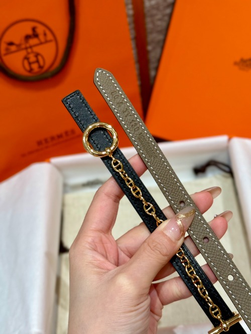 HERMES 에르메스 버클 리버서블 가죽 스트랩 벨트 13mm