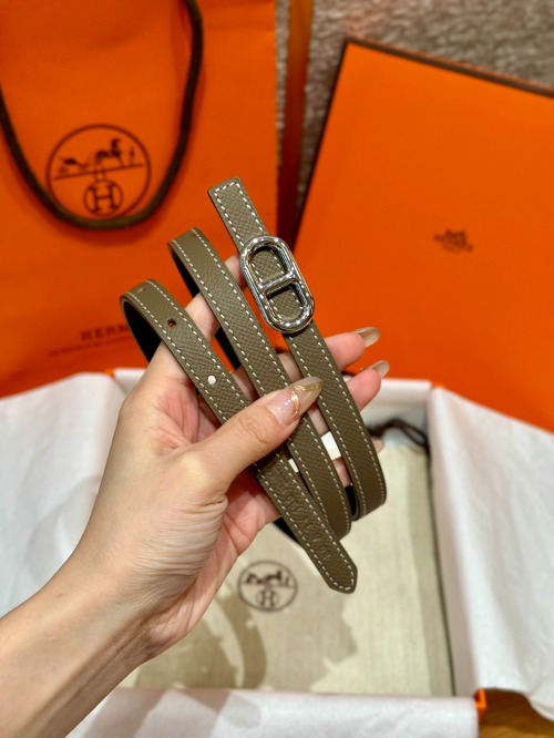 HERMES 에르메스 Maillon H 벨트 버클 리버서블 가죽 스트랩 벨트 13mm