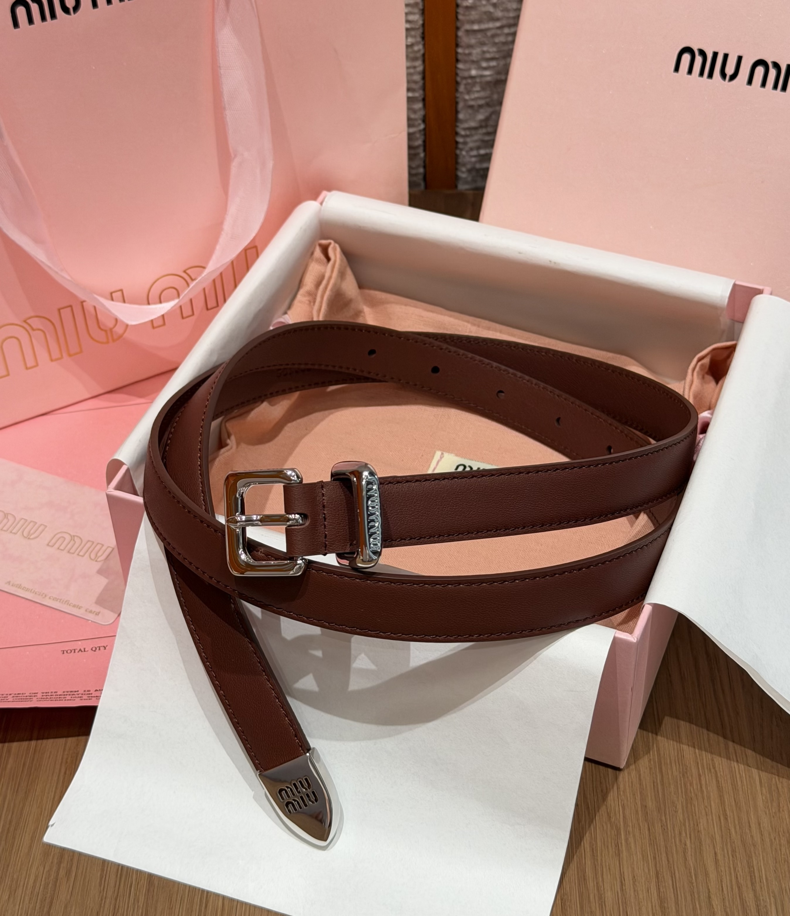 미우미우 Leather 벨트 - 25mm