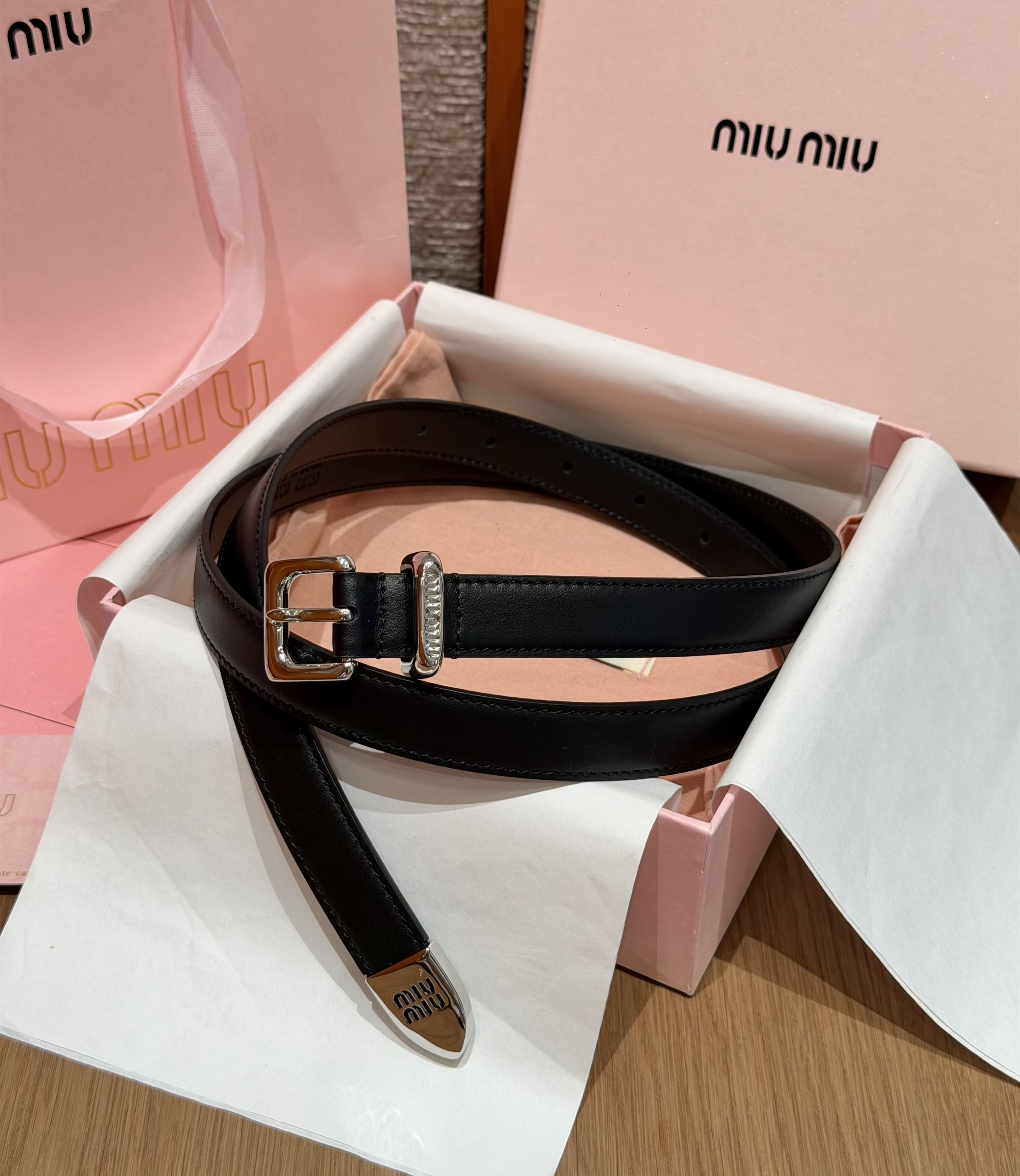 미우미우 Leather 벨트 - 25mm