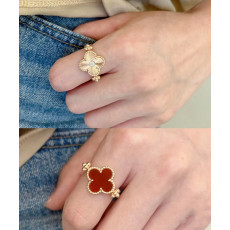 Van Cleef 레이저 + 레드 마노 양면 링