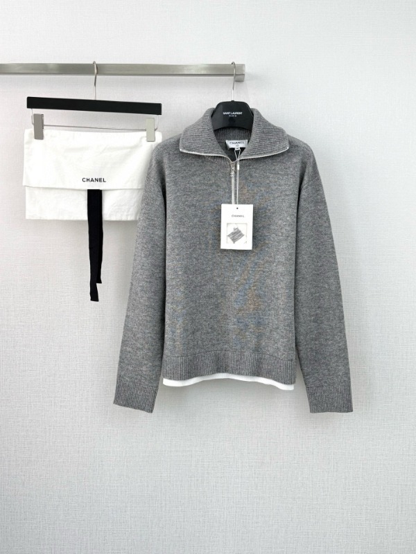 샤넬 26ss 반 집업 울 니트