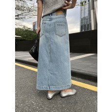 구찌 26 신상 앞트임 데님 스커트