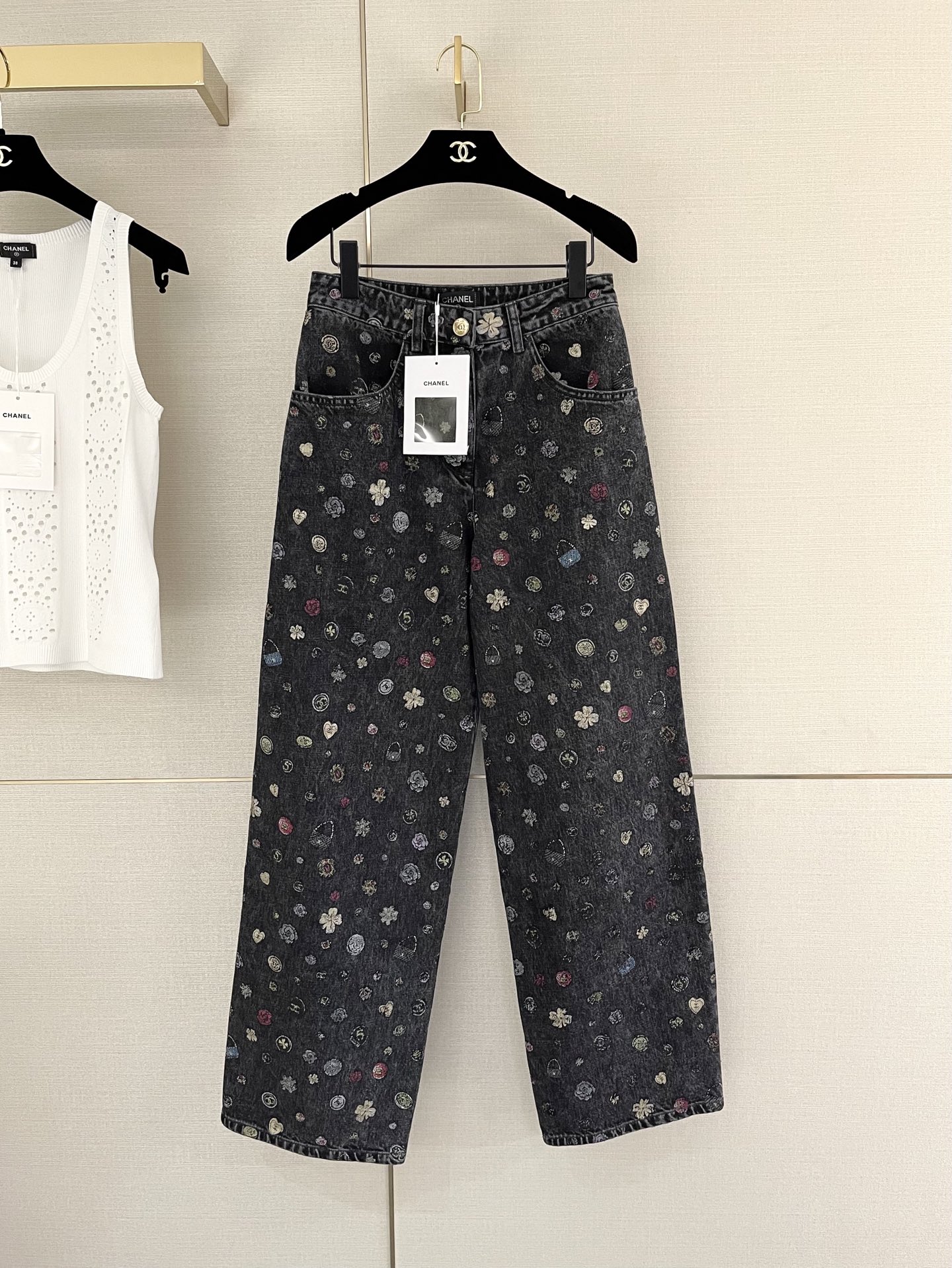 샤넬 26 프린트 데님 팬츠