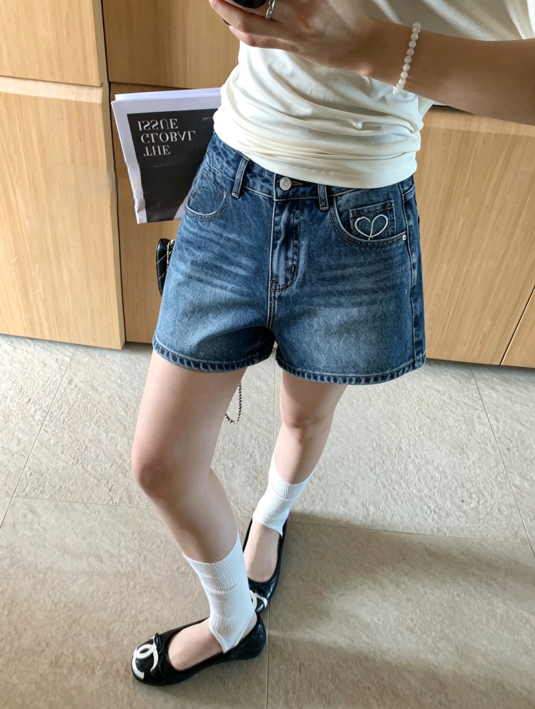 로에베 26 워싱 데님 숏 팬츠