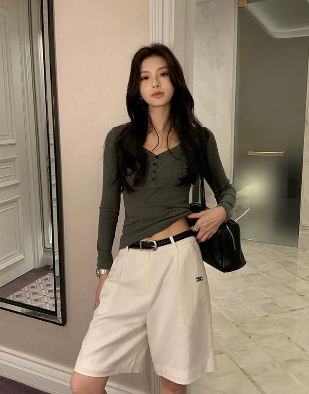 셀린느 26 자수 린넨 5부 팬츠