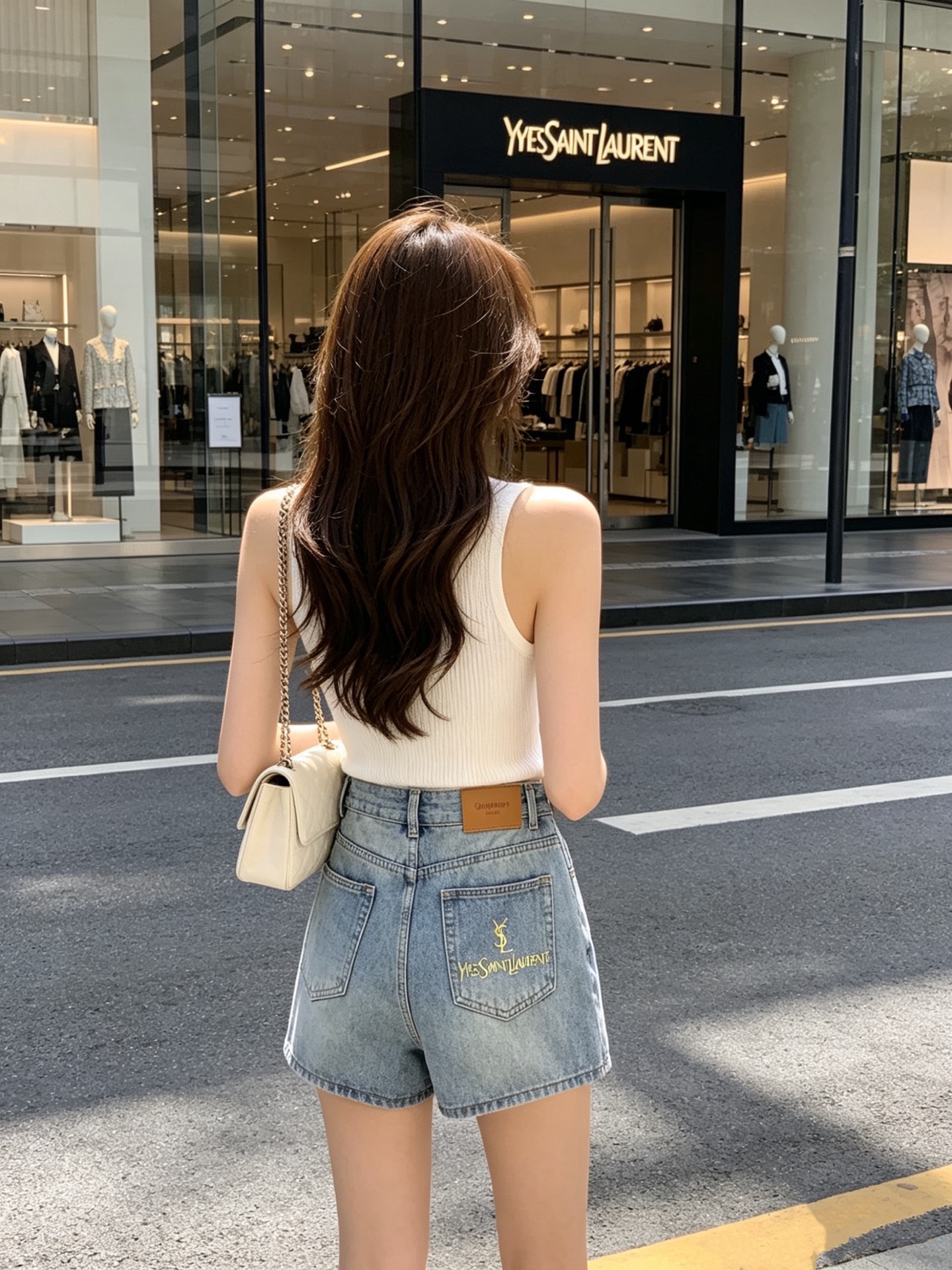 생로랑 26 신상 워싱 데님 숏 팬츠
