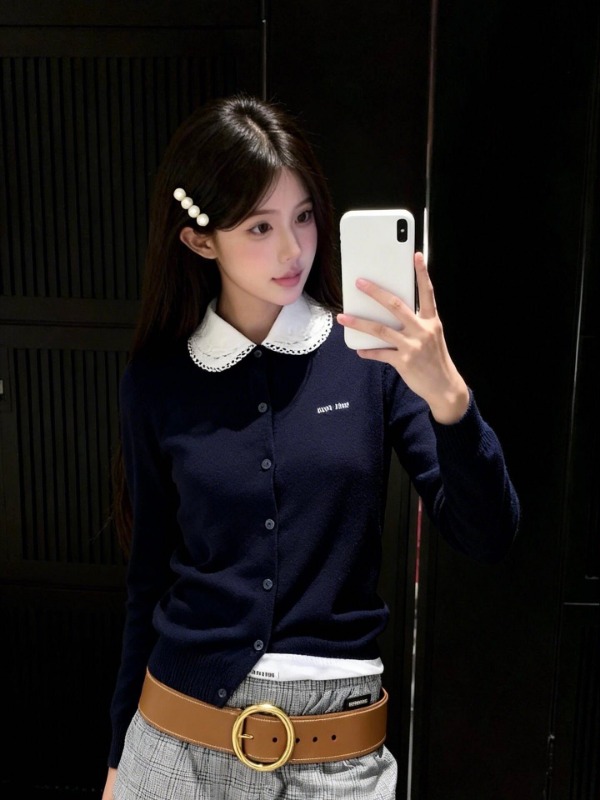 미우미우 2026 카라 캐시미어 가디건