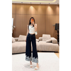 미우미우 2026 레이스 패치 데님 팬츠
