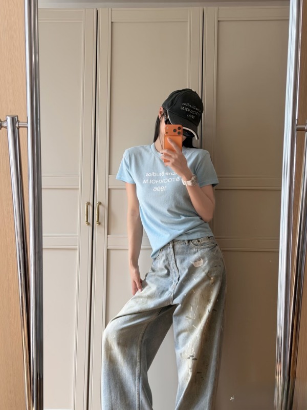 아미 26ss 1996 레터링 슬림 반팔