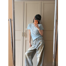 아미 26ss 1996 레터링 슬림 반팔