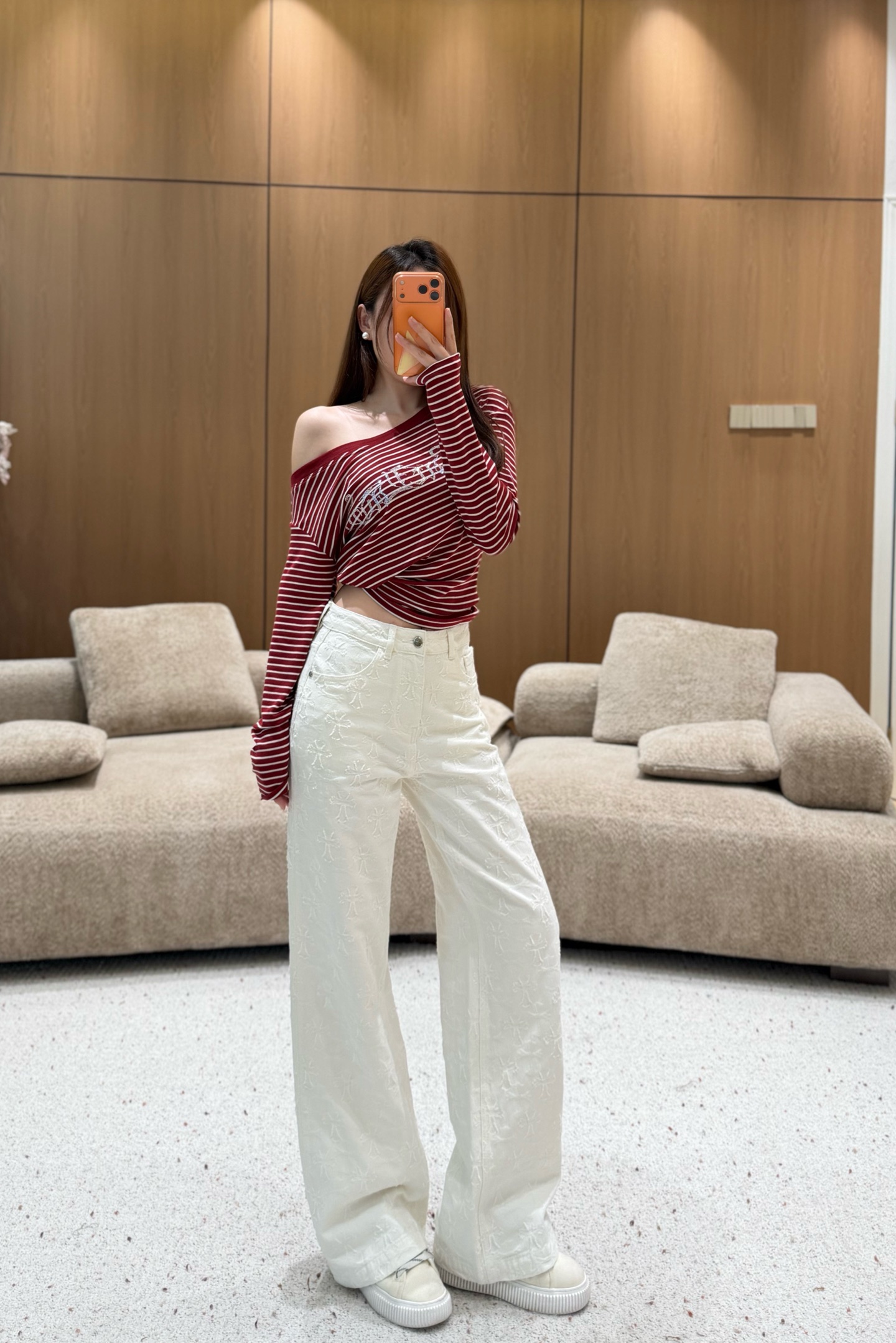 크롬하츠 2025FW 신상 화이트 데님 팬츠