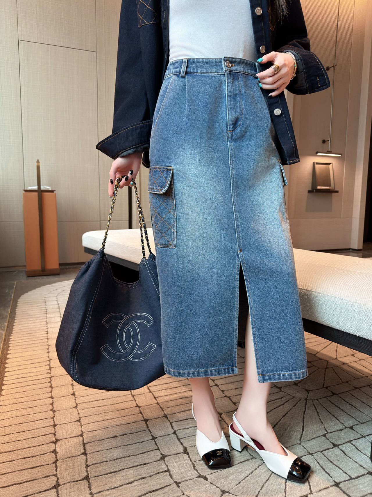 샤넬 2026FW 신상 데님 롱 스커트