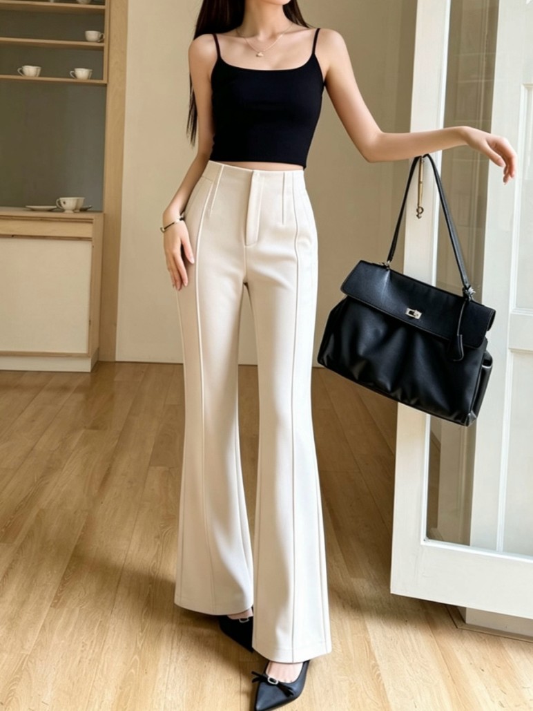 프라다 2026FW 세미 부츠컷 팬츠